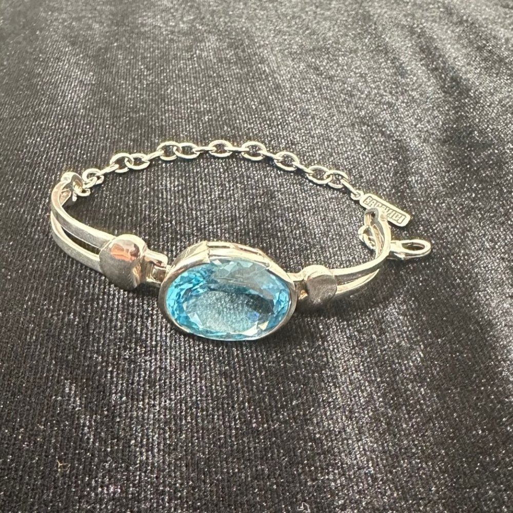 Badavici Genuine Natural Blue Nile Topaz Bracelet .925